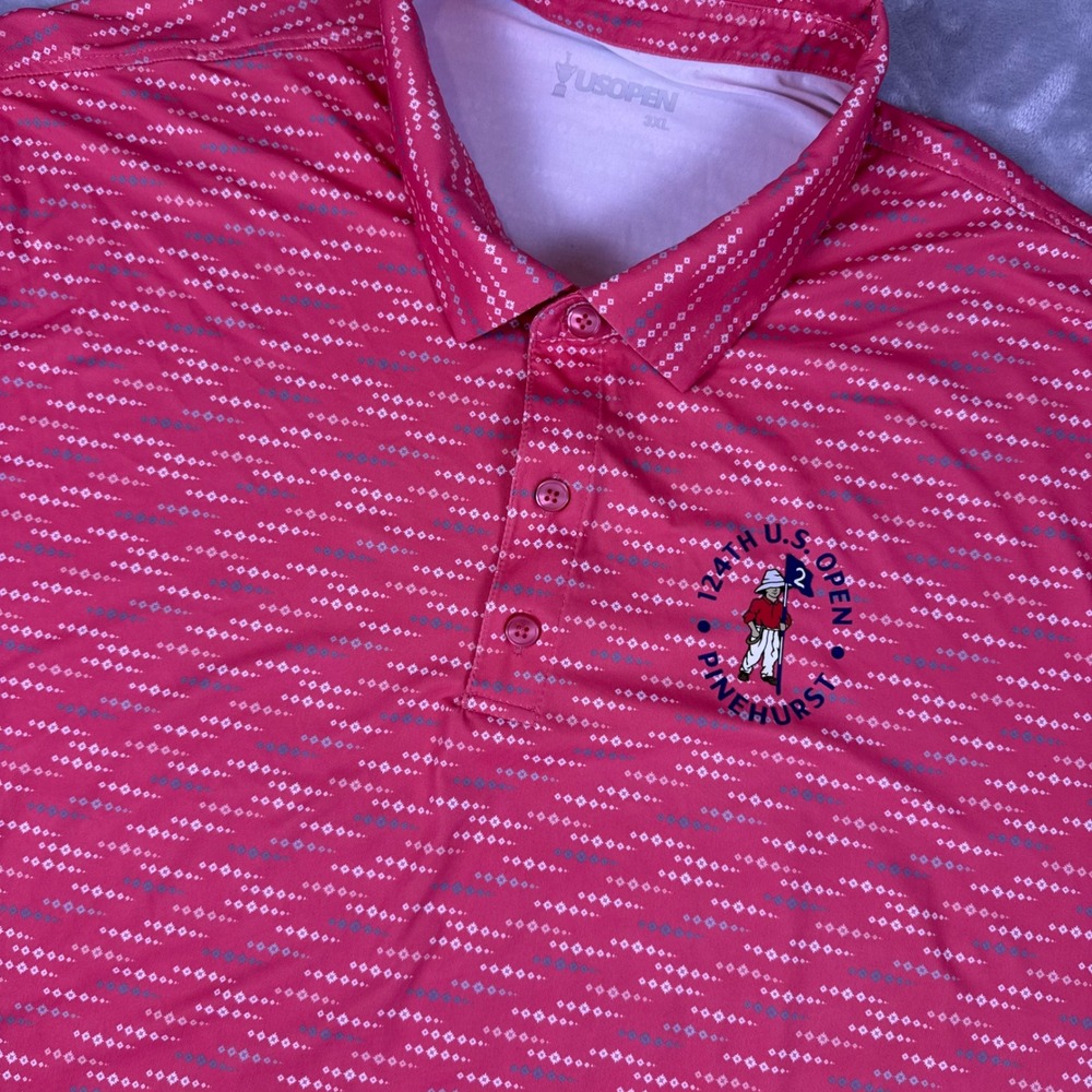US Open Pinehurst 124th Golf Polo Shirt Mens 3XL Pink Geometric Putter Boy Logo